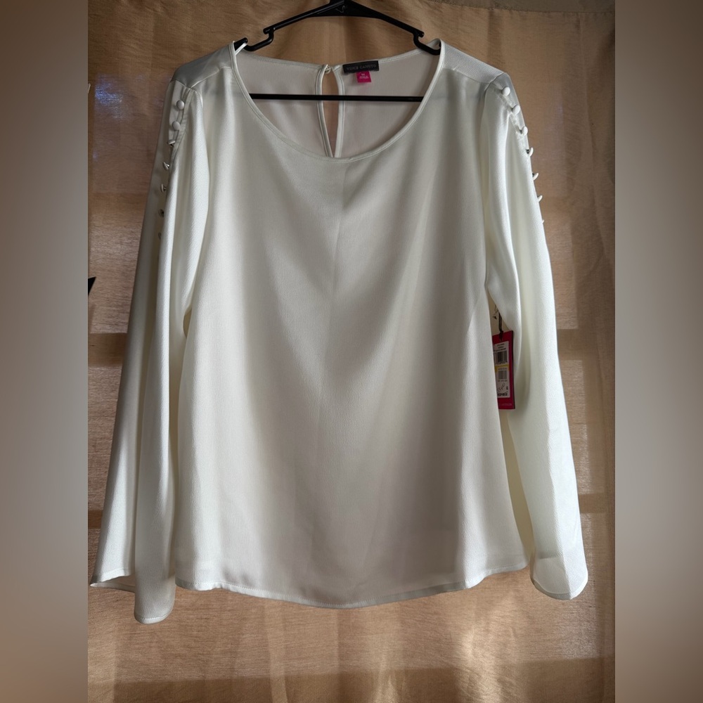 Vince Camuto Essentials Button-Sleeve Blouse | Size M | NWT